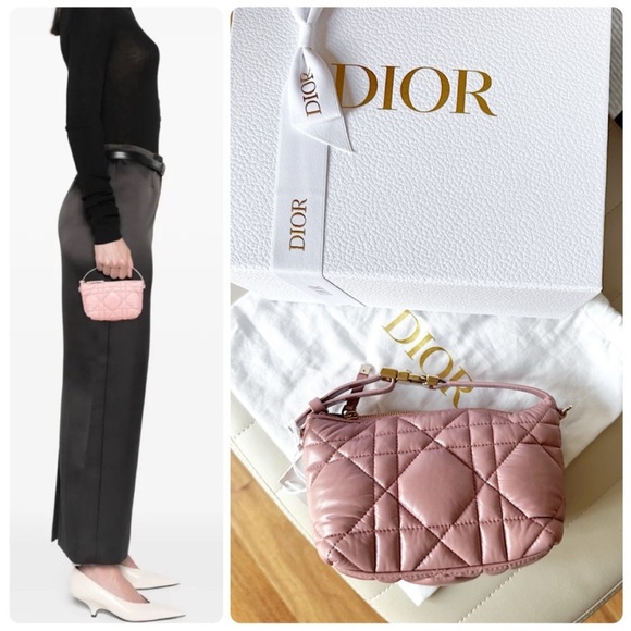 NEW CHRISTIAN DIOR Calfskin Macrocannage Diortravel Nomad Pink Bag Purse - Picture 8 of 13